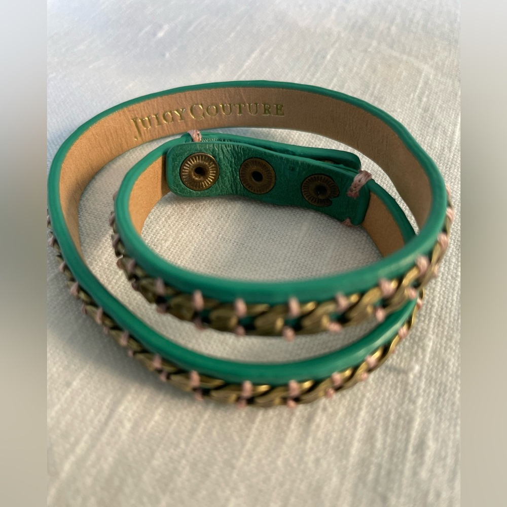 Juicy Couture green leather wrap around bracelet